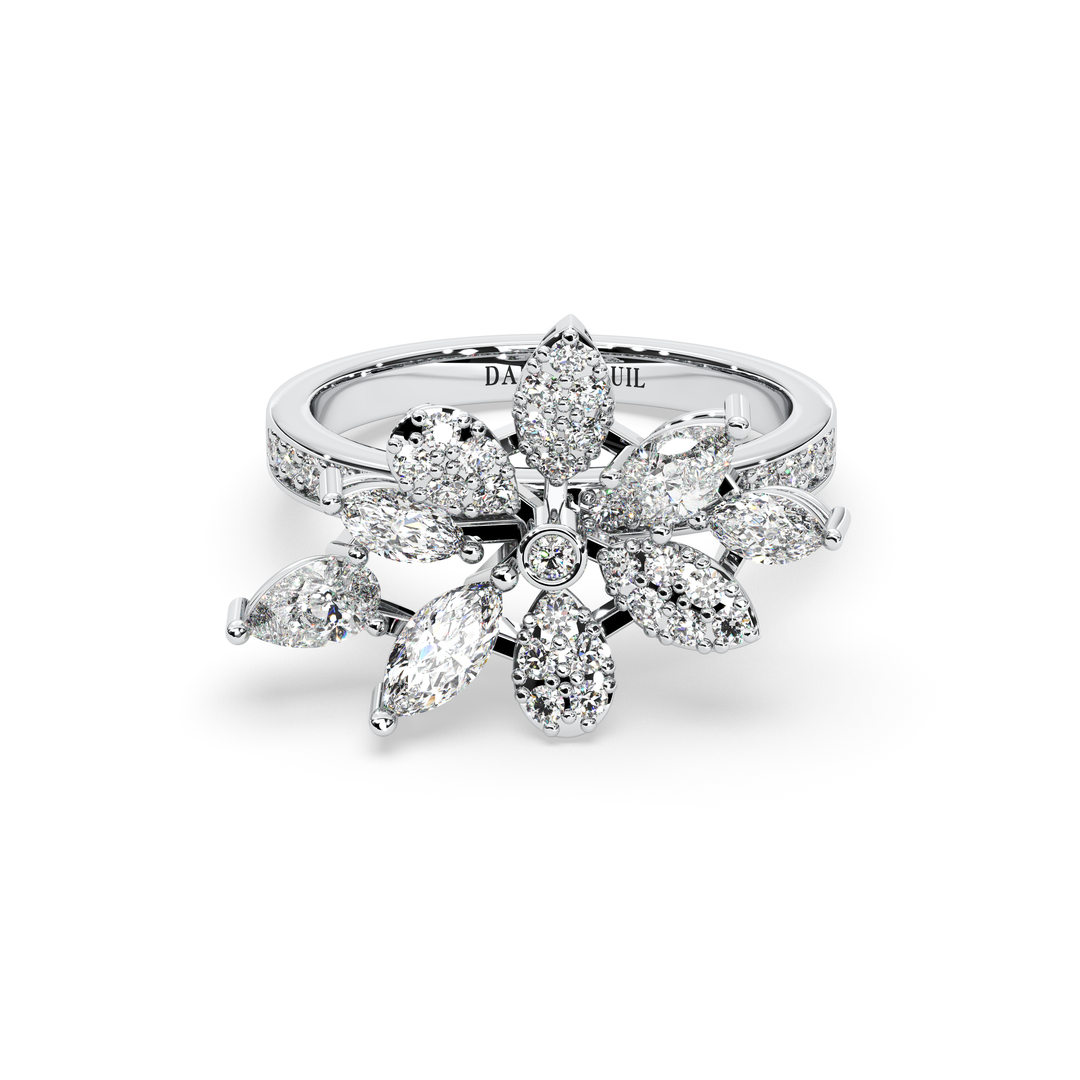 Lusine — Precious Floral Ring - 925 Silver Marquis Cluster Statement Ring